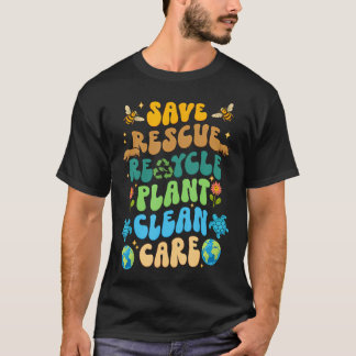 Rettet Bienen Rettet Tiere Recycelt Plastik Erde T-Shirt