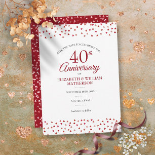 Rettet das Datum 40. Hochzeitstag Ruby Chic Einladung