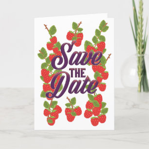 Rettet das Datum vintage Sommer Himbeeren