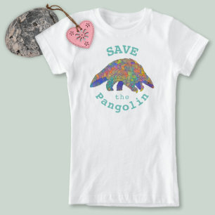 Rettet das Pangolin Gefährdetes Tier Farbige Kunst T-Shirt