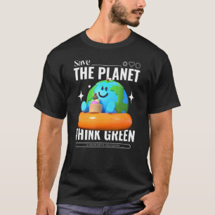 Rettet das Planet-Denke ökologisch T-Shirt