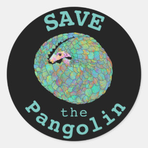 Rettet den Pangolin - Bunte Kunst bedrohter Arten Runder Aufkleber