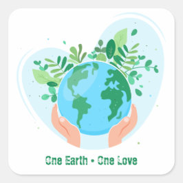 Rettet den Planeten! Eine Liebe Erde. Quadratischer Aufkleber