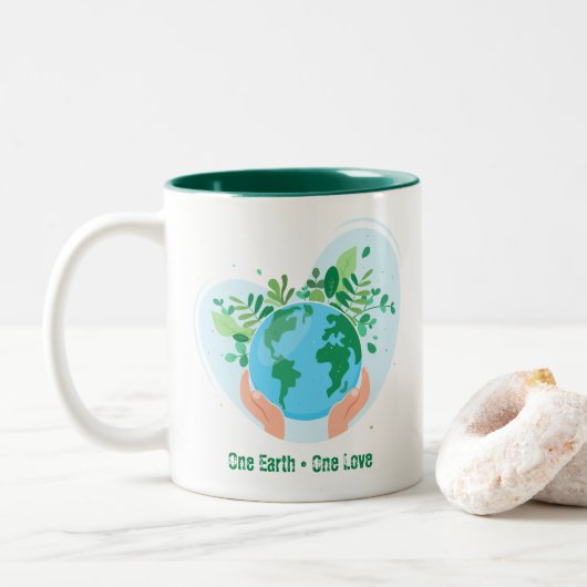 Rettet den Planeten! Eine Liebe Zweifarbige Tasse (Mit Donut)