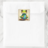 Rettet den Planeten-Frosch Quadratischer Aufkleber (Tasche)