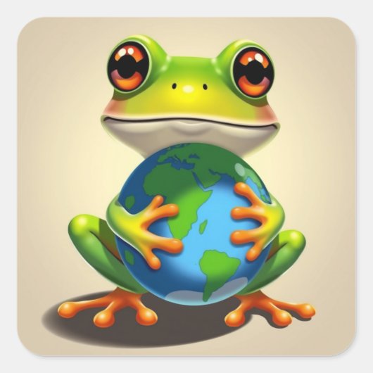 Rettet den Planeten-Frosch Quadratischer Aufkleber (Vorderseite)