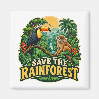 Rettet den Regenwald Vintage Tropische Tierwelt Magnet