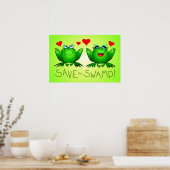 Rettet den Sumpf Frosch Liebe Grüne Poster (Küche)