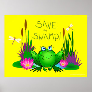Rettet den Sumpf Twitchy der Frosch Gelb Poster