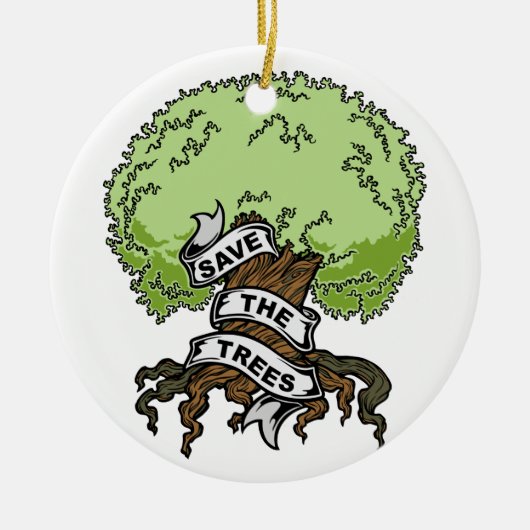 Rettet die Bäume Keramik Ornament (Vorne)