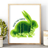 Rettet die Bäume Waldhase Umwelt Poster
