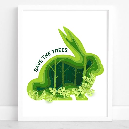 Rettet die Bäume Waldhase Umwelt Poster
