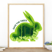 Rettet die Bäume Waldhase Umwelt Poster