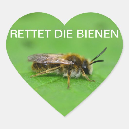 Rettet die Bienen Herz-Aufkleber (Vorderseite)