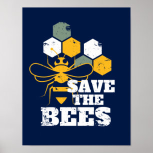 Rettet die Bienen Vintage Retro Honig Imker Poster