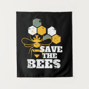 Rettet die Bienen Vintage Retro Honig Imker Wandteppich