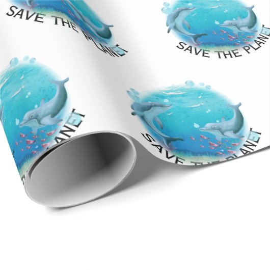 Rettet die Delphine auf dem Planeten Geschenkpapier (Rolleneckpunkt)