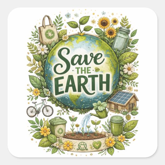 Rettet die Erde – Eco Aufkleber (Vorderseite)