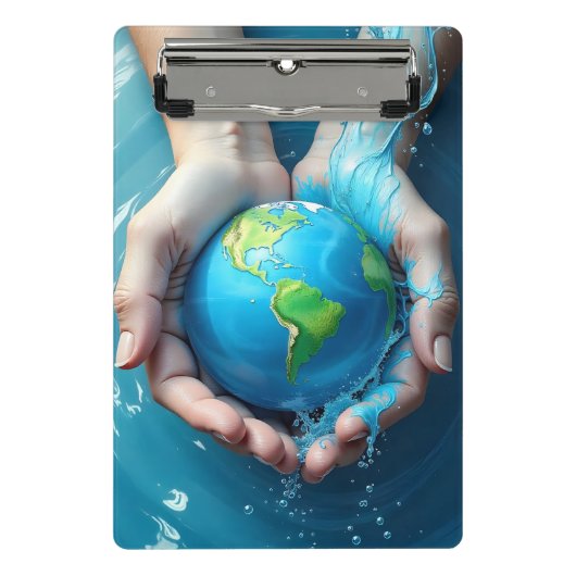 „Rettet die Erde, Wasserplanet“ Mini Klemmbrett (Vorderseite)