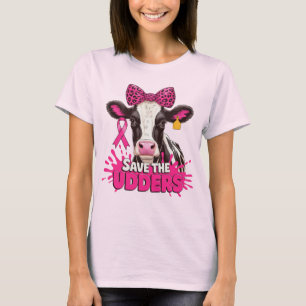 Rettet die Euter - Lustige Brustkrebs-Kuh T-Shirt