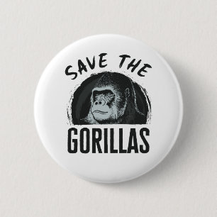 Rettet die Gorillas Gorilla gefährdet Ausrottung Button