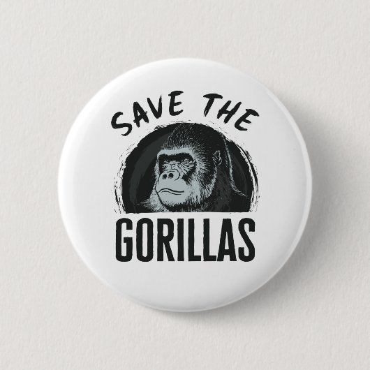 Rettet die Gorillas Gorilla gefährdet Ausrottung Button (Vorderseite)