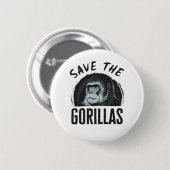 Rettet die Gorillas Gorilla gefährdet Ausrottung Button (Vorne & Hinten)