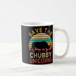 Rettet die molligen Einhörner Vintage lustiger Rhi Kaffeetasse