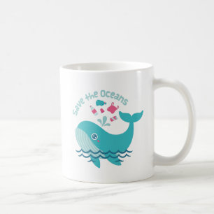 Rettet die Ozeane, süßer Wal Kaffeetasse