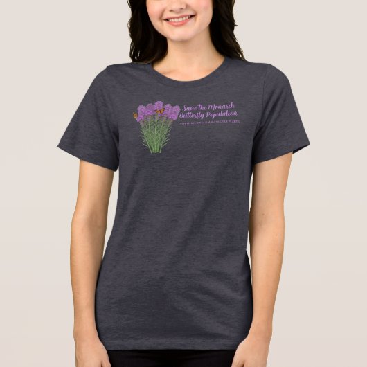 Rettet die Population des Monarchfalters Tri-Blend Shirt (Vorderseite)