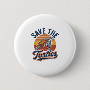 Rettet die Schildkröten Vintage Meeresschildkröte Button