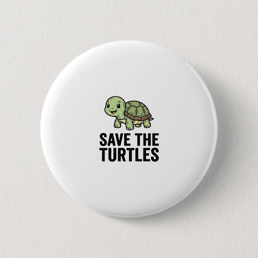 Rettet die Schildkröten Vintage Schildkrötenschutz Button (Vorderseite)