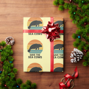 Rettet die Seekühe Retro Vintage Manatee Silhouett Geschenkpapier