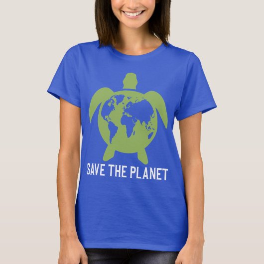 Rettet die Silhouette der Planeten-Schildkröten T-Shirt (Vorderseite)