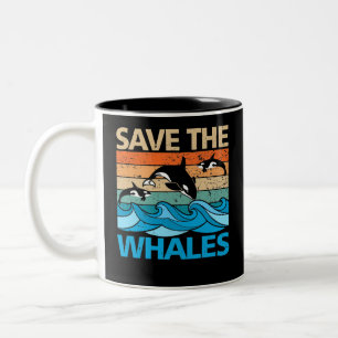 Rettet die Wale Retro Vintage Orca Wal Zweifarbige Tasse