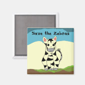 Rettet die Zebras Magnet (Vorderseite/Rückseite)
