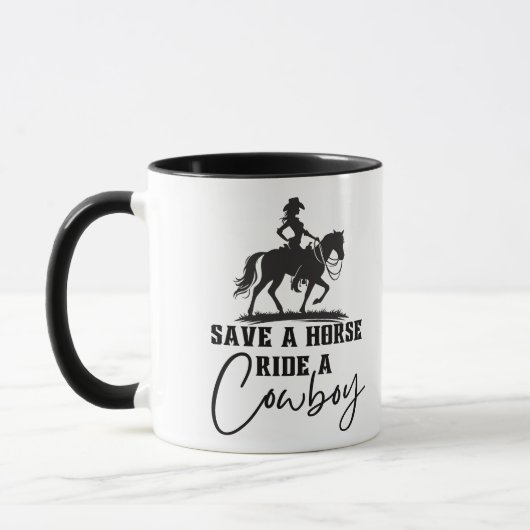 Rettet einen Pferdereiten auf einem Cowboy Tasse (Links)
