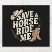 Rettet einen Pferdereiten-Rad Me Funny Cowboy West Bierflaschenetikett (Einzelnes Label)