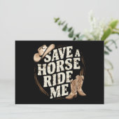 Rettet einen Pferdereiten-Rad Me Funny Cowboy West Einladung (Stehend Vorderseite)