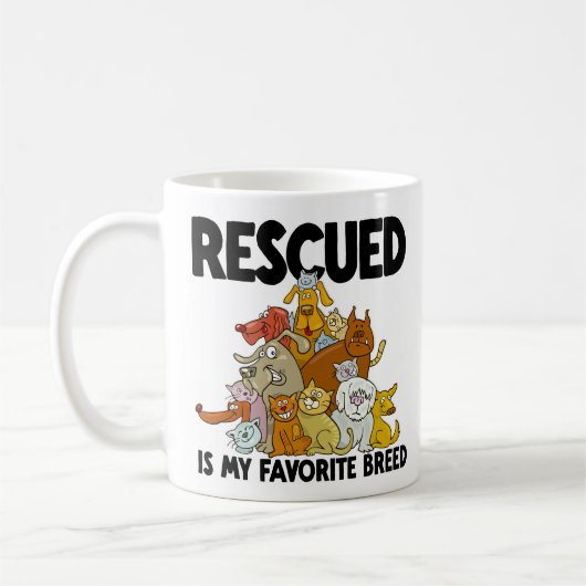 Rettet Hunde und Katze ist meine Lieblingszucht-Ta Kaffeetasse (Links)