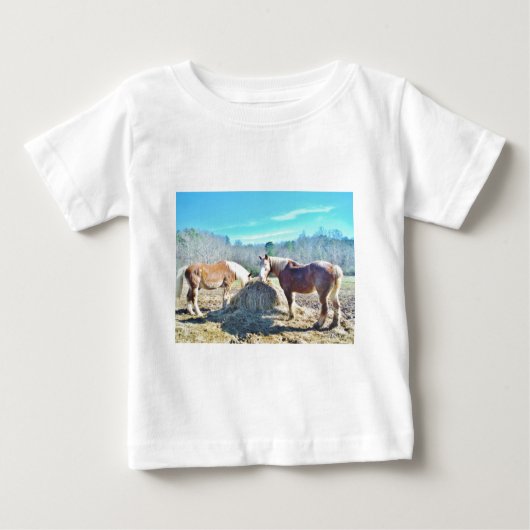 Rettet Pferde, die Heu essen Baby T-shirt (Vorderseite)