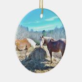 Rettet Pferde, die Heu essen Keramikornament (Rechts)
