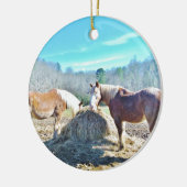 Rettet Pferde, die Heu essen Keramikornament (Links)