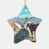 Rettet Pferde, die Heu essen Keramikornament (Rechts)