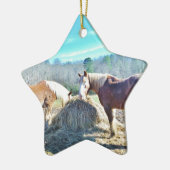 Rettet Pferde, die Heu essen Keramikornament (Links)
