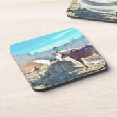 Rettet Pferde, die Heu essen Untersetzer (Linke Seite)