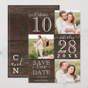 Rettet unser Datum Rustikales Holz Monogramm Foto Save The Date