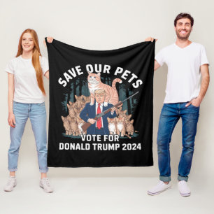 Rettet unsere Haustiere 2024 Präsident Trump Polit Fleecedecke