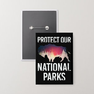 Rettet unsere nationalen Parks Retro Bison Erkunde Button