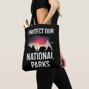 Rettet unsere nationalen Parks Retro Bison Erkunde Tasche